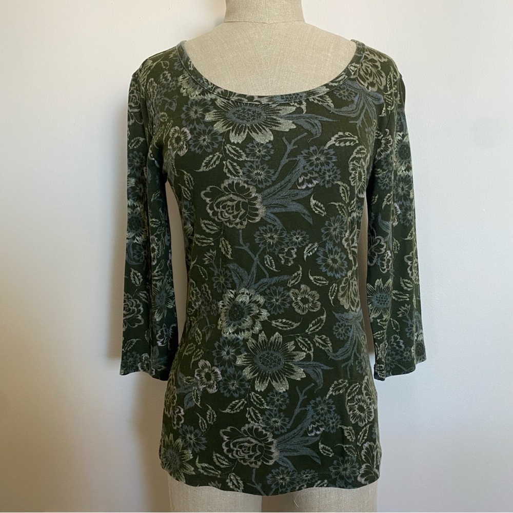 Lee Olive Green Floral Long Sleeve Tee
